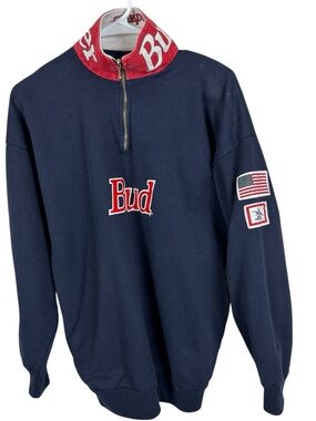 VTG Budweiser “Bud” 1/4 zip Sweater Unisex size M